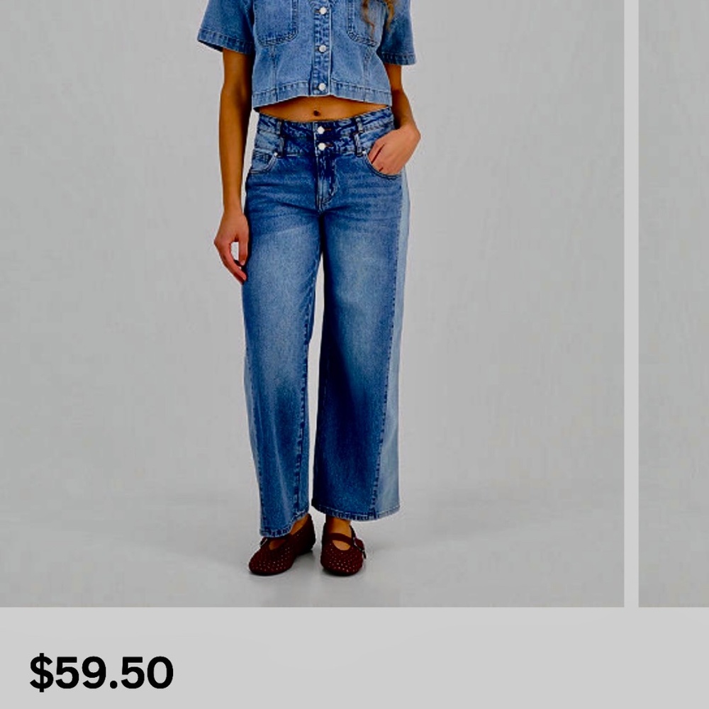 Macy's Exclusive And Now This High-Rise Wide-Leg Two Tone Jeans Size 29